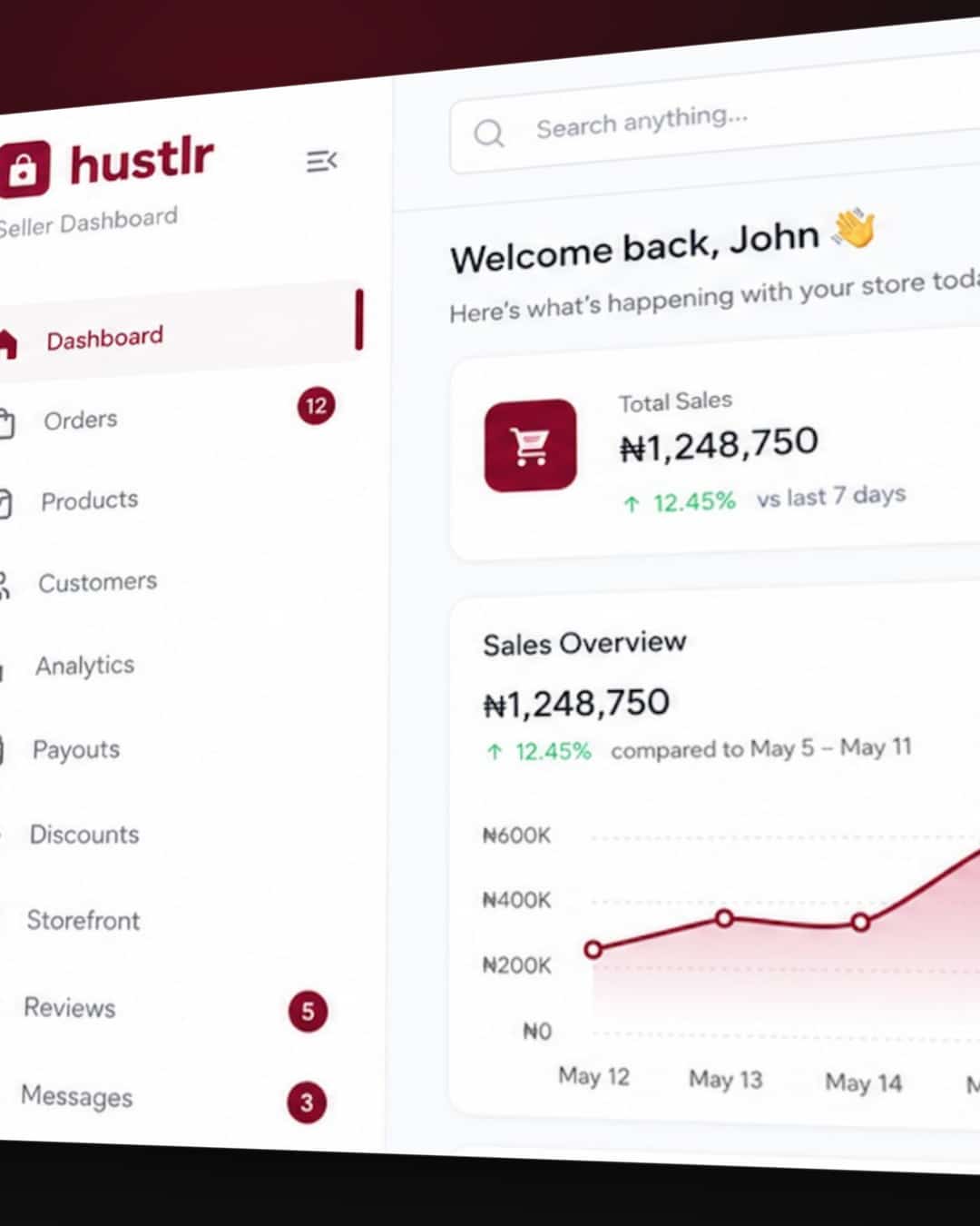 Hustlr seller dashboard